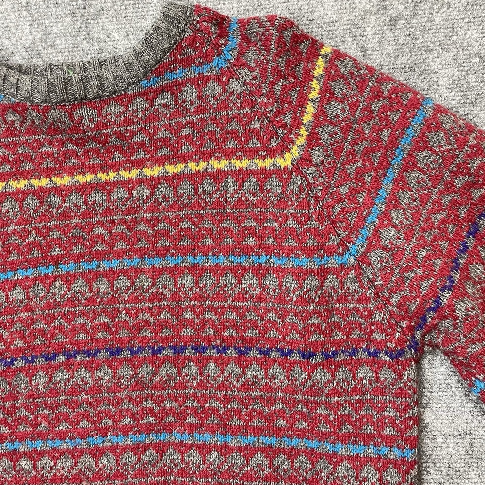 Vintage 80s Hunt Club Crewneck Fair Isle Sweater Preppy Wool Blend Red Mens XL